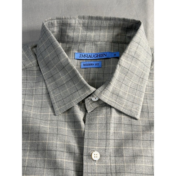 J. McLaughlin Modern Fit Long Sleeve Gray Shirt Men's Medium - Picture 3 of 10